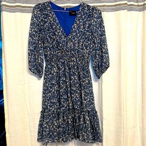 Just Taylor Blue Floral Chiffon Dress